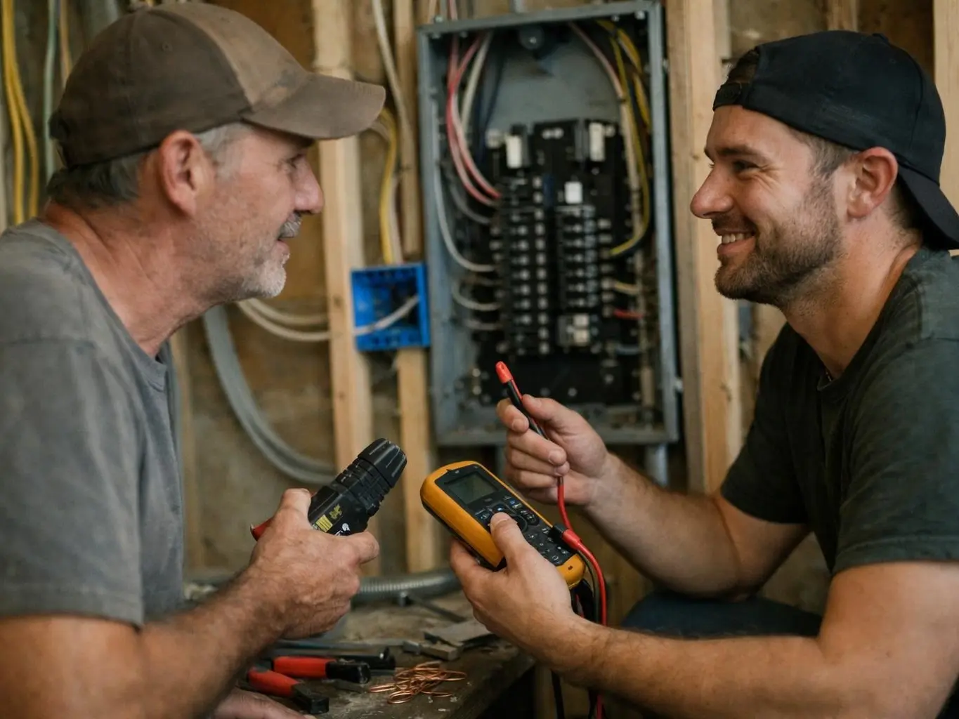Electrician testing a dimmer switch in Over-the-Rhine