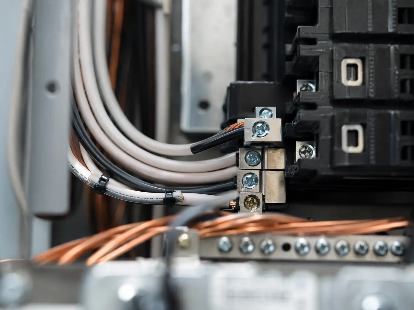 Close-up of fixture mounting hardware and wiring