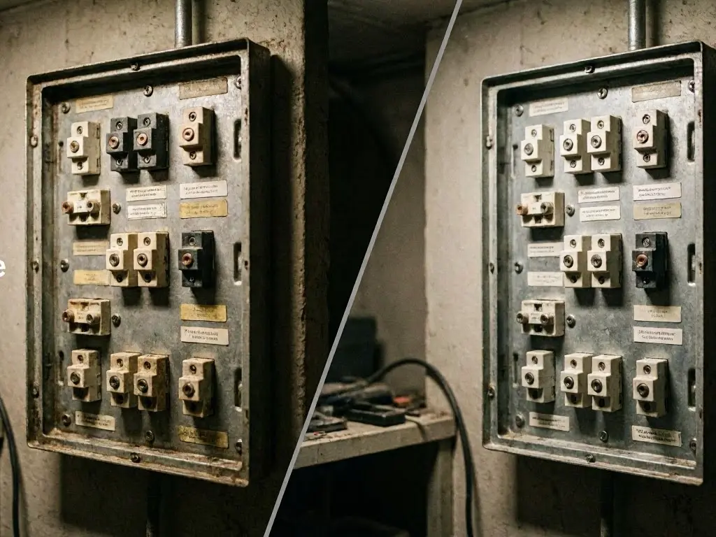 Electrician inspecting old home wiring in Cincinnati