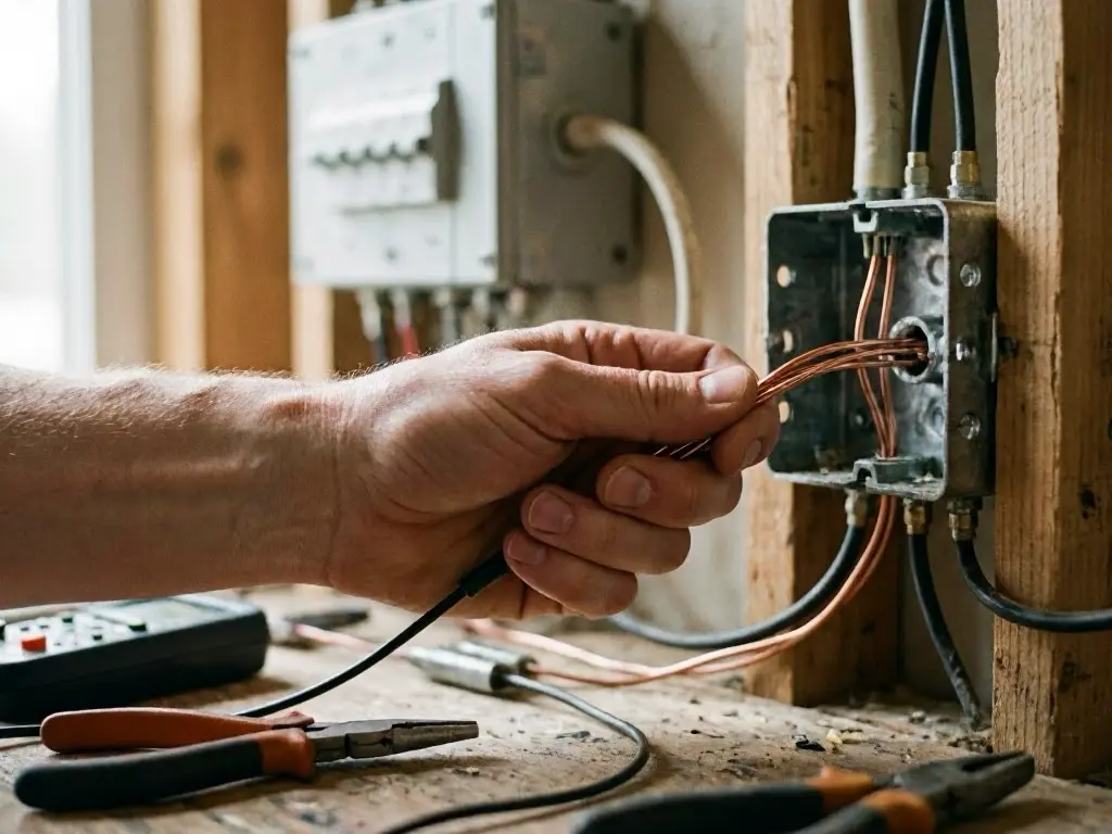 Fort Thomas KY electrician inspecting older panel