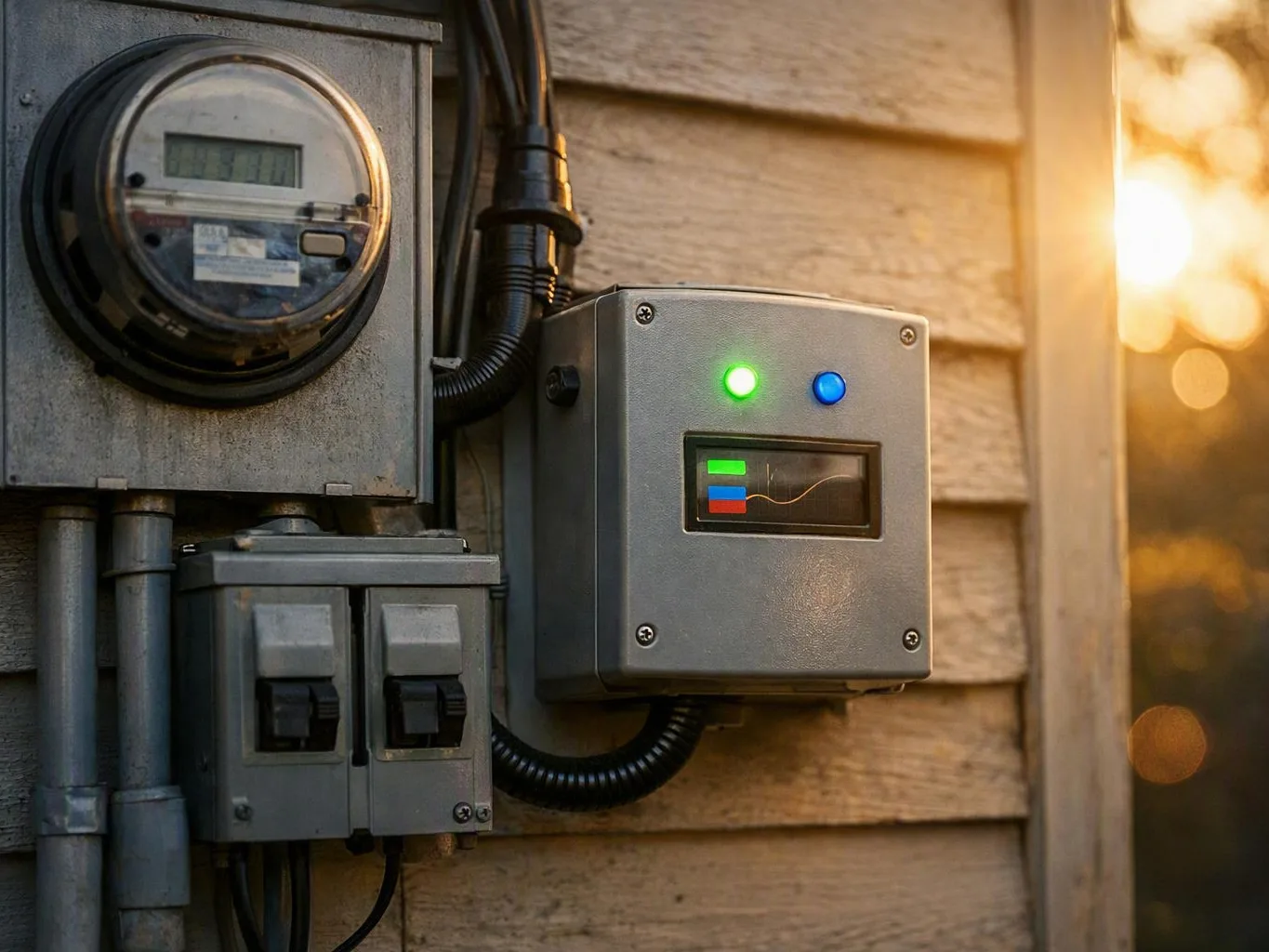Technician installing a surge protector in a retail unit
