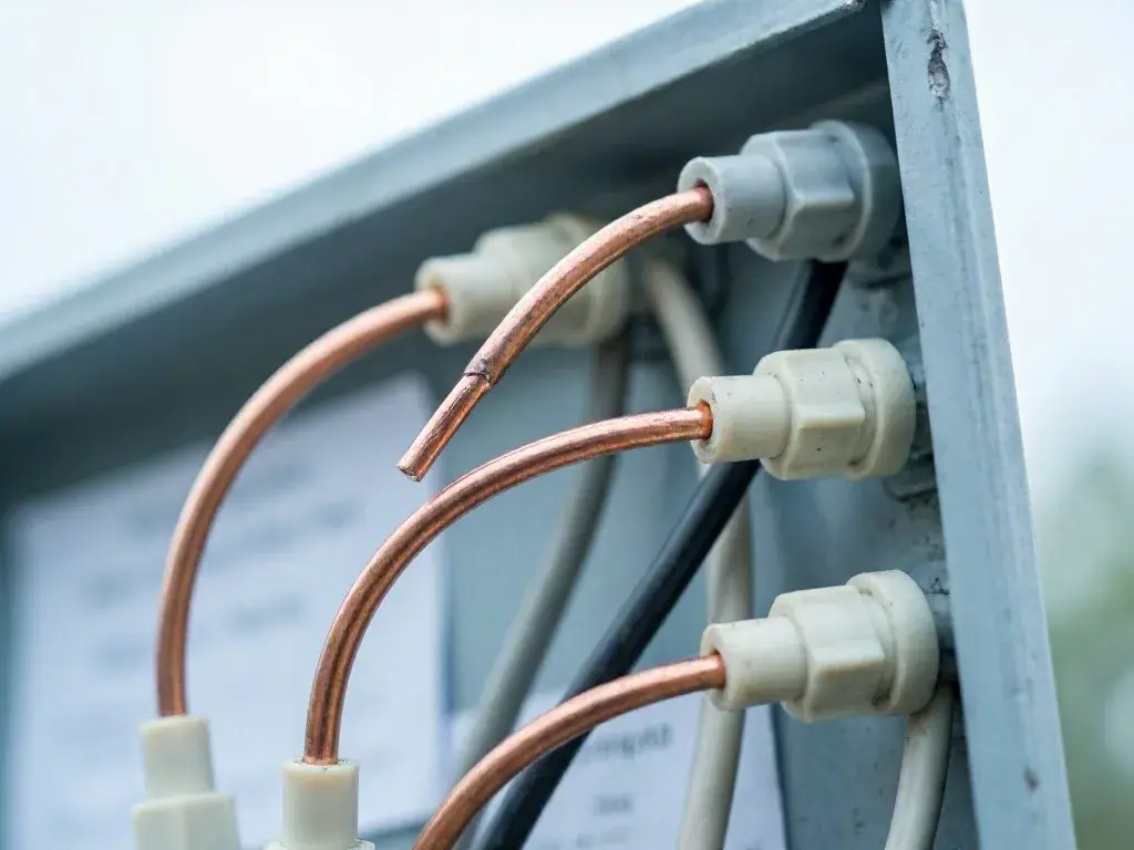 Electrician testing a breaker panel inside a home
