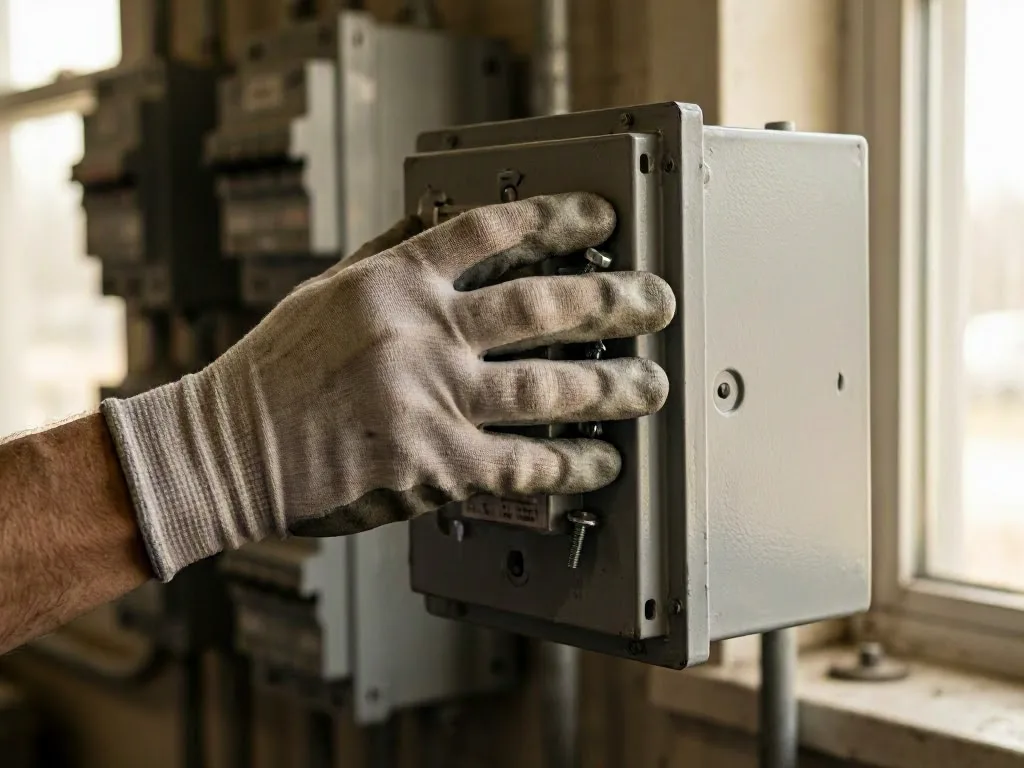 Electrician installing a wall switch in a Cincinnati home