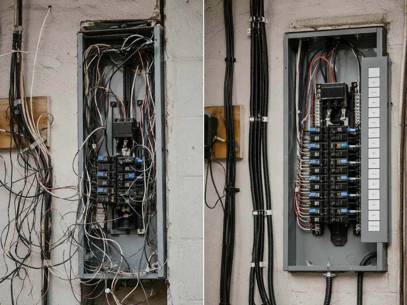 Electrician checking an outdoor meter base after cold weather